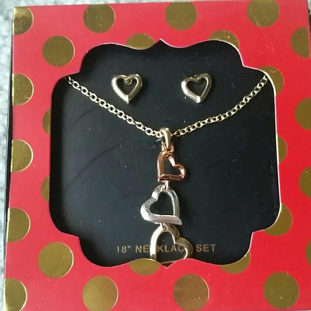 Heart Necklace and earring boxed set